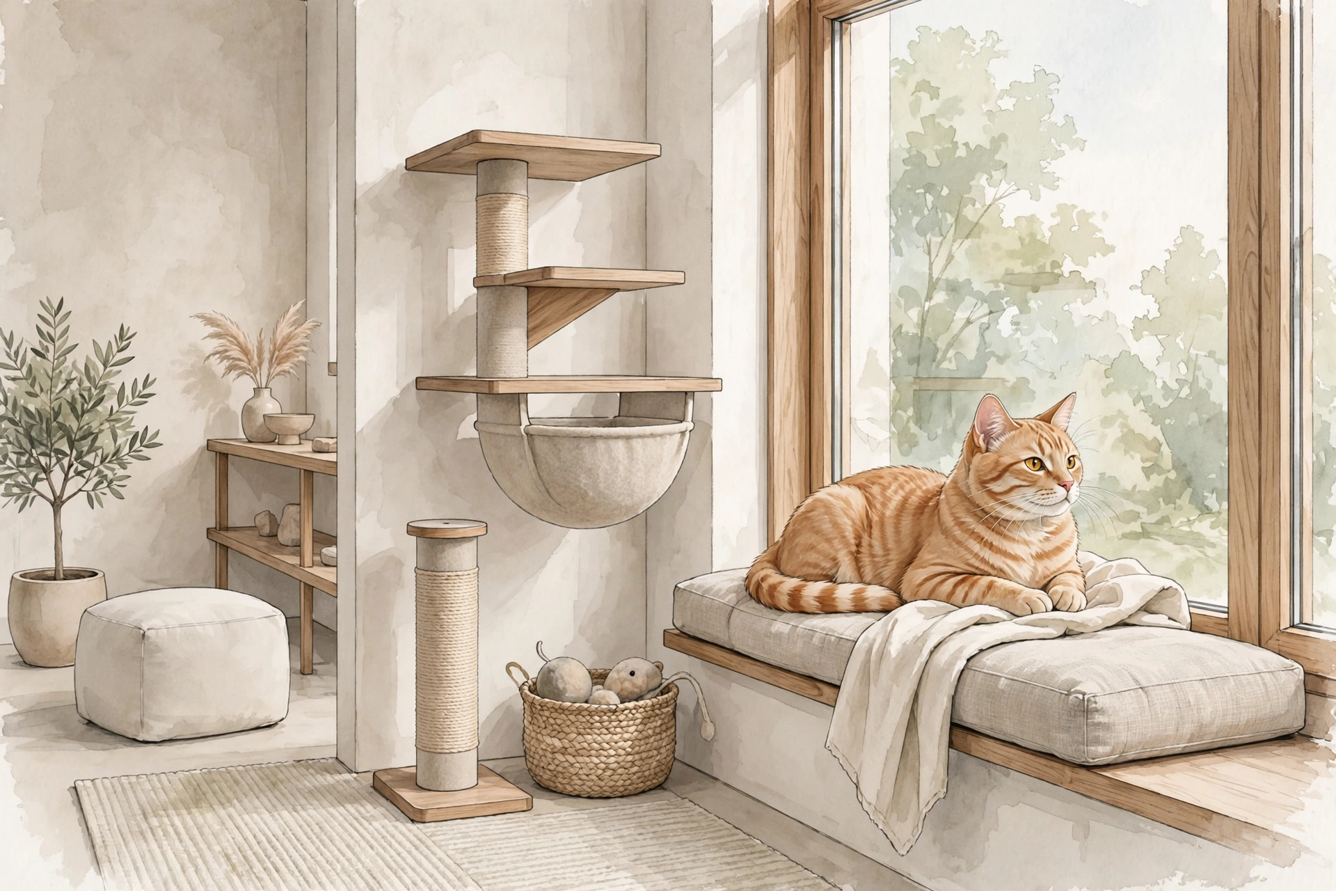 Cat friendly interior scene