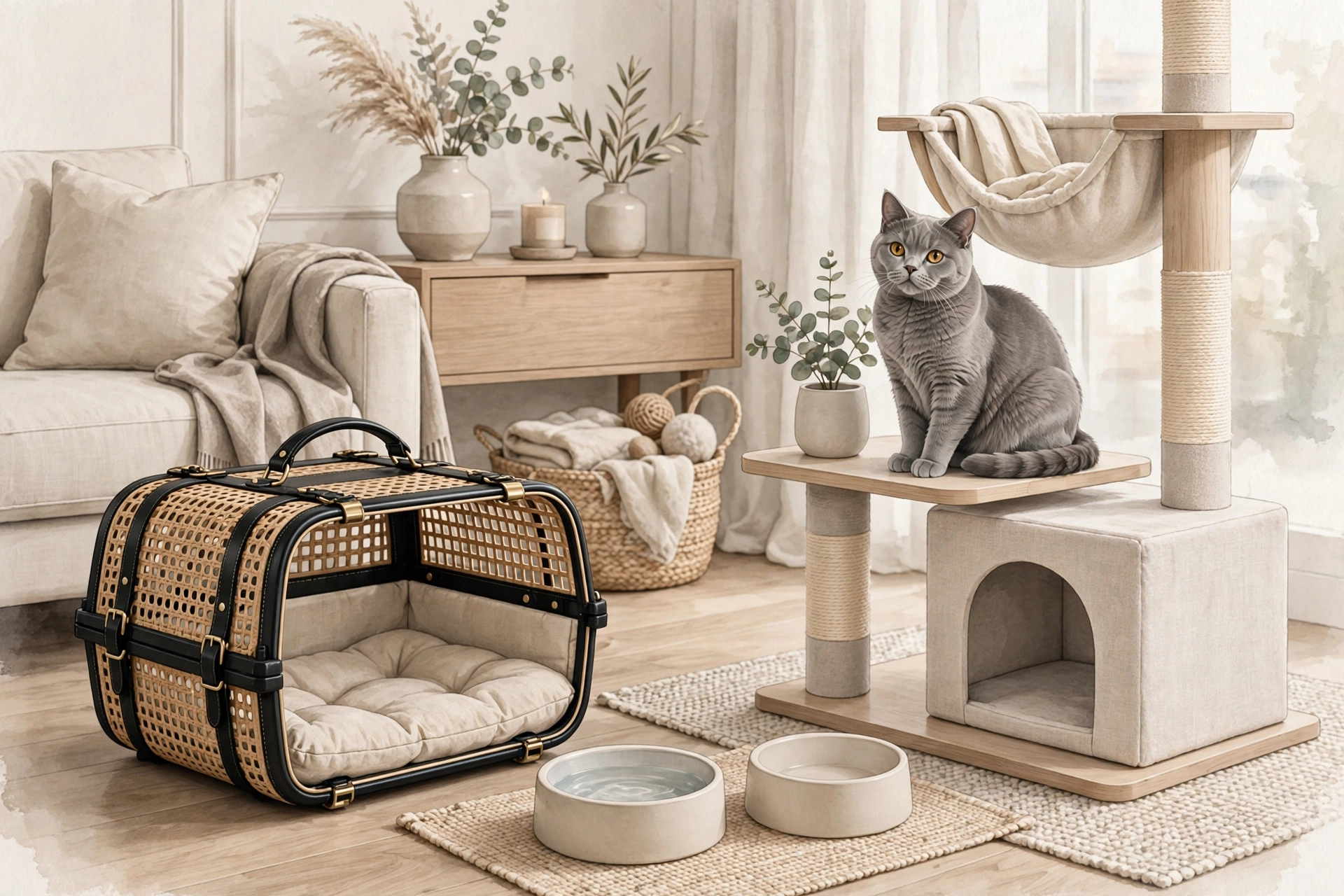 Cozy cat adoption scene