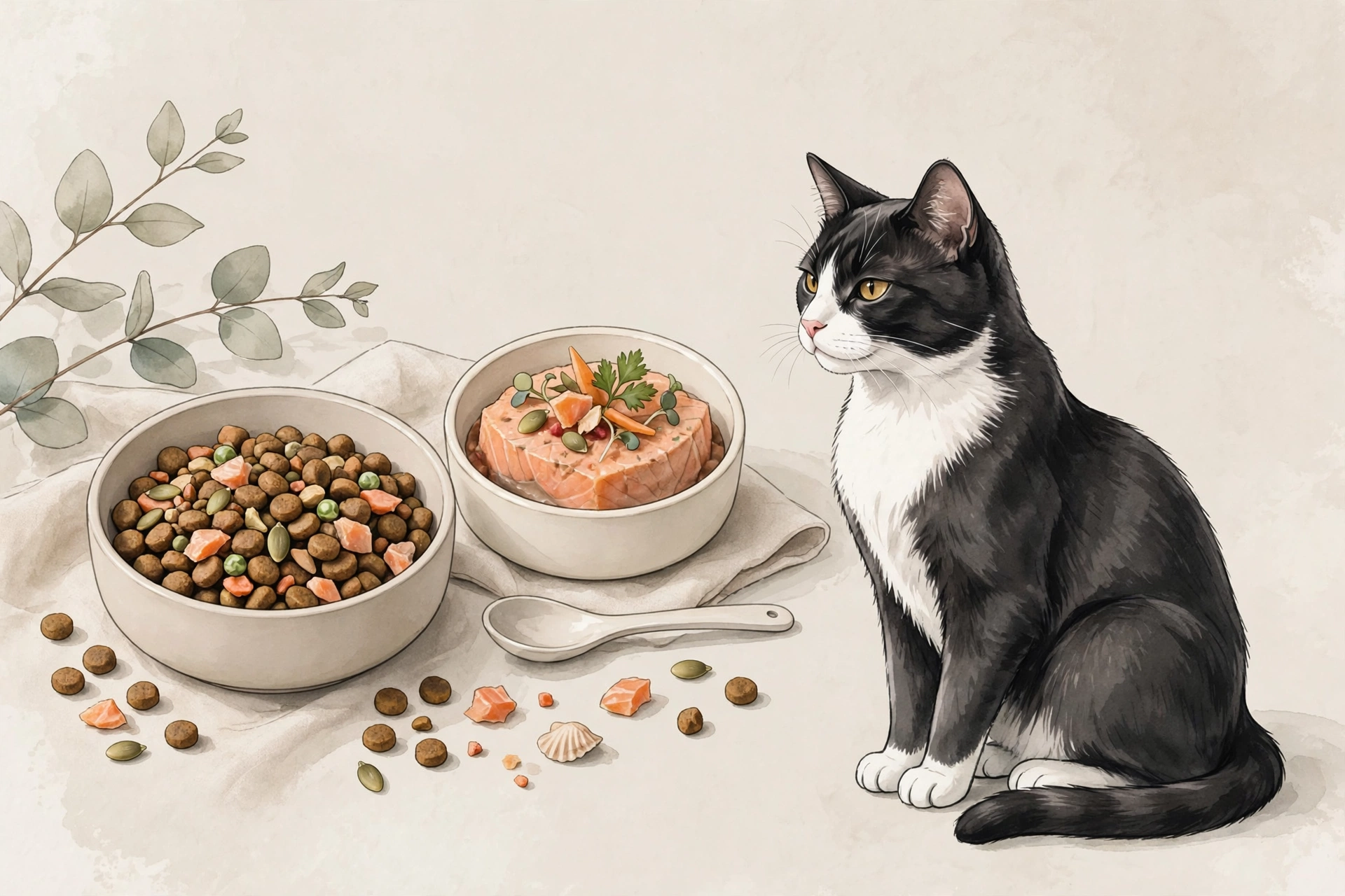 Elegant cat food still life
